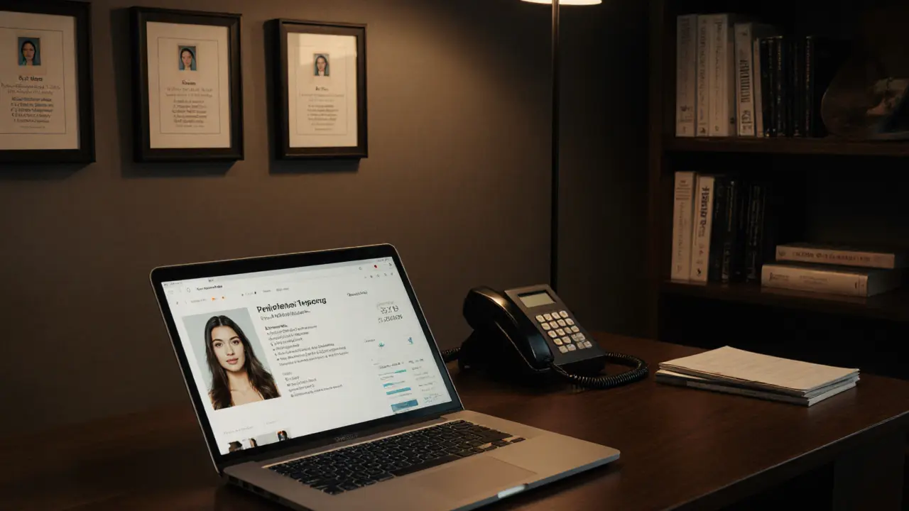 A professional escort agency office in Paris with verified profiles and calm, organized ambiance.