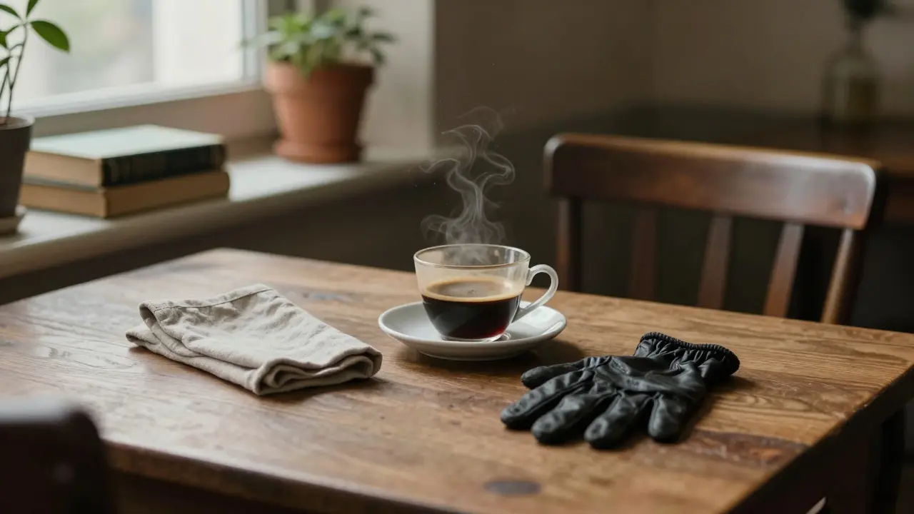 An empty chair beside a cup of coffee in a Parisian café, hinting at a quiet, meaningful departure.